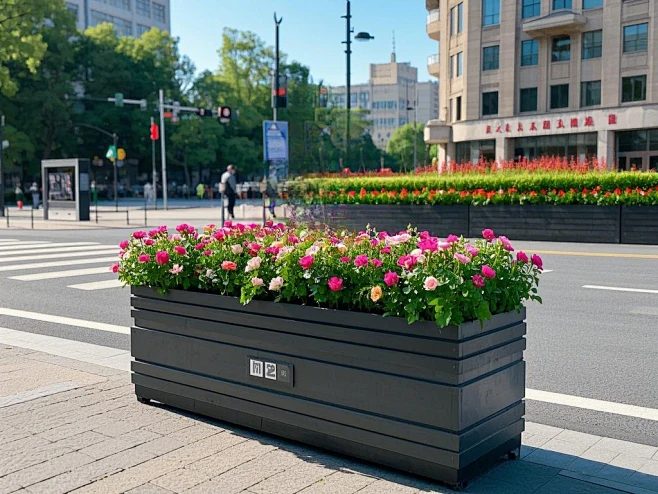 标识代工落地案例：商业街金属花箱成品